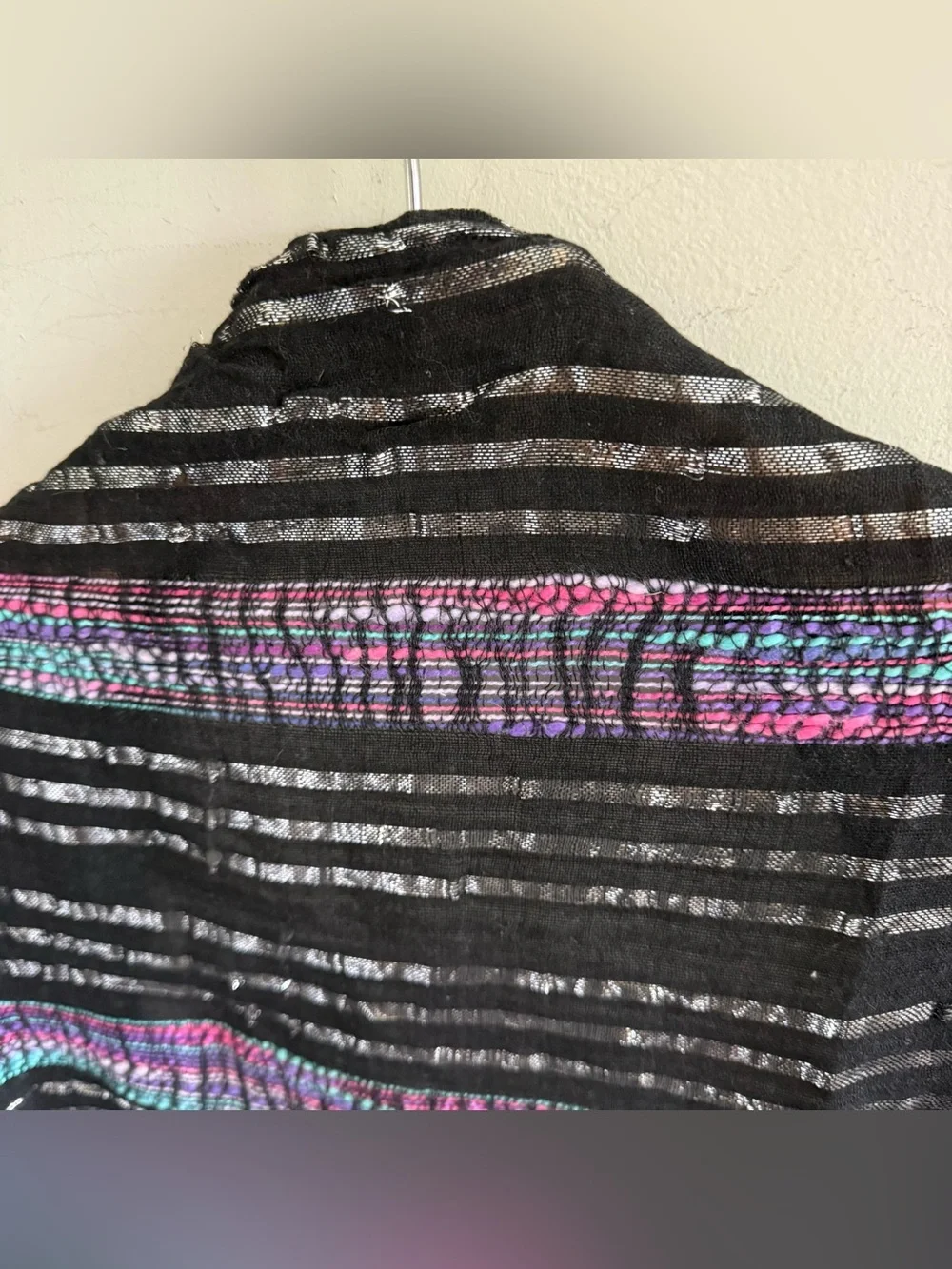 Vintage Y2K Gauzy Lightweight Woven Black, Silver, Multicolor Scarf or Wrap